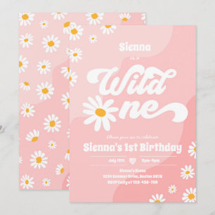 Wild One 1st Birthday Party Boho Floral Daisy Kaart