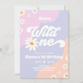 Wild One 1st Birthday Party Boho Floral Daisy Kaart (Voorkant)