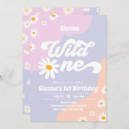 Wild One 1st Birthday Party Boho Floral Daisy Kaart