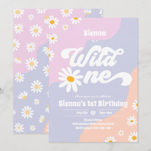 Wild One 1st Birthday Party Boho Floral Daisy Kaart