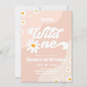 Wild One 1st Birthday Party Boho Floral Daisy Kaart (Voorkant)