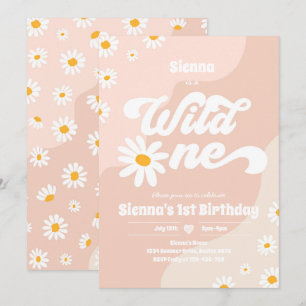 Wild One 1st Birthday Party Boho Floral Daisy Kaart