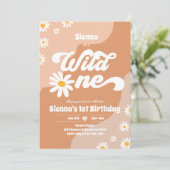 Wild One 1st Birthday Party Boho Floral Daisy Kaart (Staand voorkant)