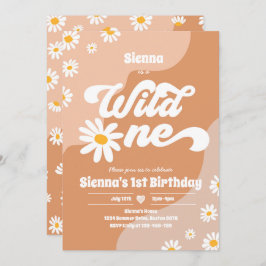 Wild One 1st Birthday Party Boho Floral Daisy Kaart