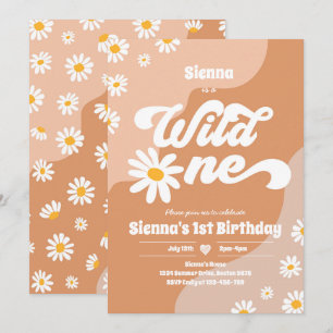 Wild One 1st Birthday Party Boho Floral Daisy Kaart