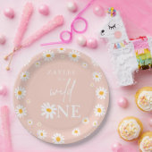 Wild One 1st Birthday Party Boho Retro Daisy Papieren Bordje (Feest)