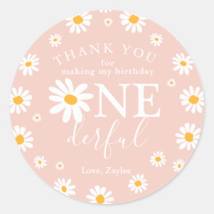 Wild One 1st Birthday Party Boho Retro Daisy Ronde Sticker