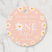 Wild One 1st Birthday Party Boho Retro Peach Daisy Bedankjes Labels (Voorkant)