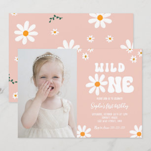 Wild One 1st Birthday Party Daisy Boho Foto Kaart