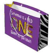 Wild One 1st Birthday Party Safari Groot Cadeauzakje (Achterkant Gekanteld)