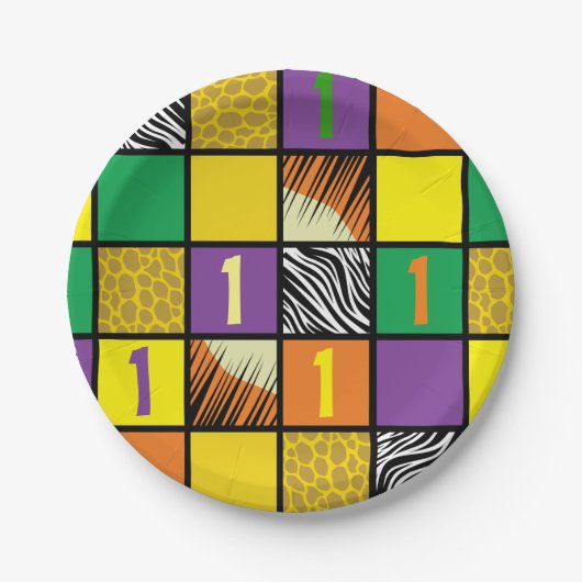 Wild One 1st Birthday Party Safari Papieren Bordje (Voorkant)