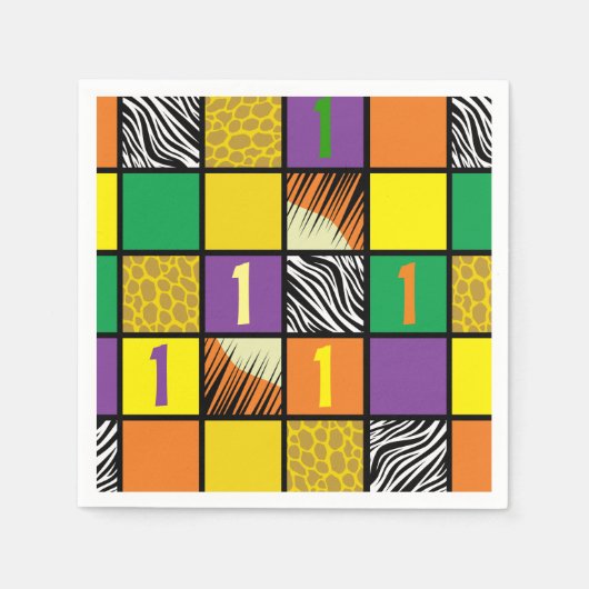 Wild One 1st Birthday Party Safari Servet (Voorkant)