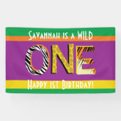 Wild One 1st Birthday Party Safari Spandoek (Horizontaal)