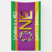 Wild One 1st Birthday Party Safari Spandoek (Verticaal)
