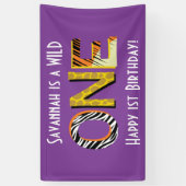 Wild One 1st Birthday Party Safari Spandoek (Verticaal)