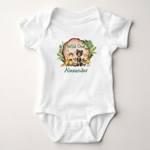 Wild One 1st Birthday Rustic Forest Dieren Romper