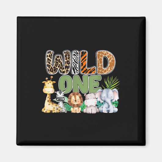 Wild One 1st Birthday Safari Family Matching Magneet (Voorkant)