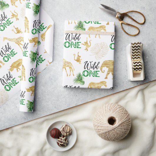 Wild One 1st Birthday Tropical Oerwoud Safari Cadeaupapier (Crafts)