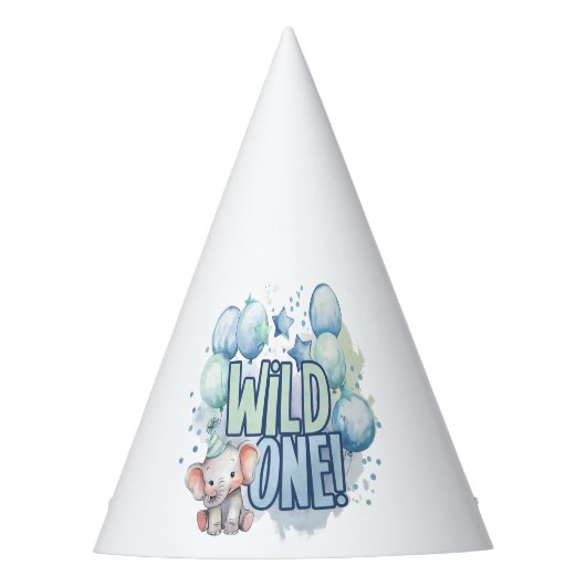 Wild One 1st Birthday Waterverf Feesthoedjes (Voorkant)