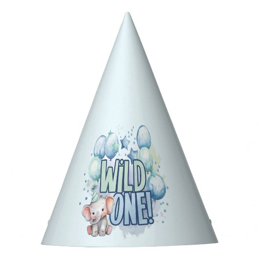 Wild One 1st Birthday Waterverf Feesthoedjes (Voorkant)