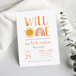 Wild One 1st Birthday Waterverf Rainbow en Sun Kaart