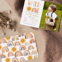 Wild One 1st Birthday Waterverf Rainbow en Sun Kaart