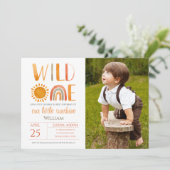 Wild One 1st Birthday Waterverf Rainbow en Sun Kaart (Staand voorkant)