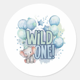 Wild One 1st Birthday Waterverf Ronde Sticker