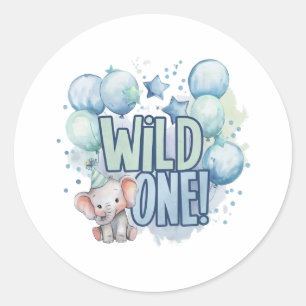 Wild One 1st Birthday Waterverf Ronde Sticker