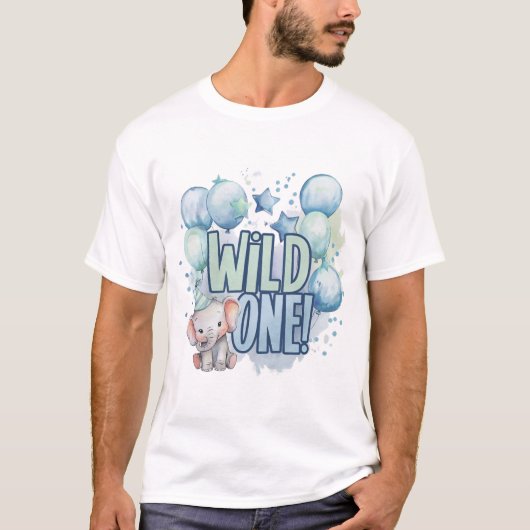 Wild One 1st Birthday Waterverf T-shirt (Voorkant)