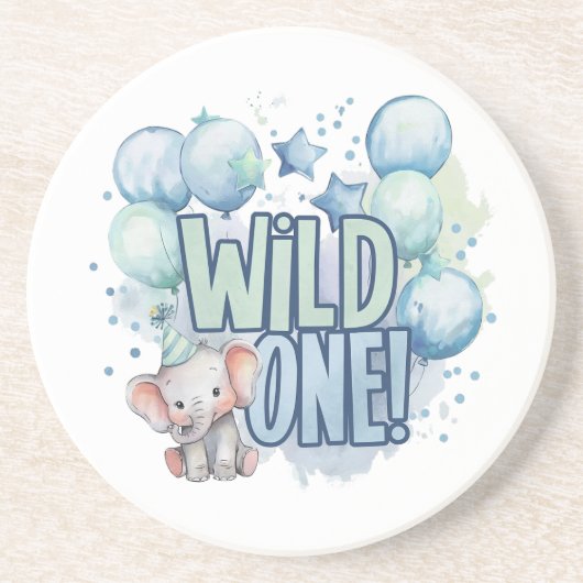 Wild One 1st Birthday Waterverf Zandsteen Onderzetter (Voorkant)