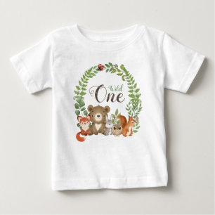 Wild One 1st Birthday Woodland Animals T shirt