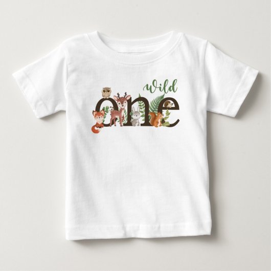 Wild One 1st Birthday Woodland Animals T shirt (Voorkant)