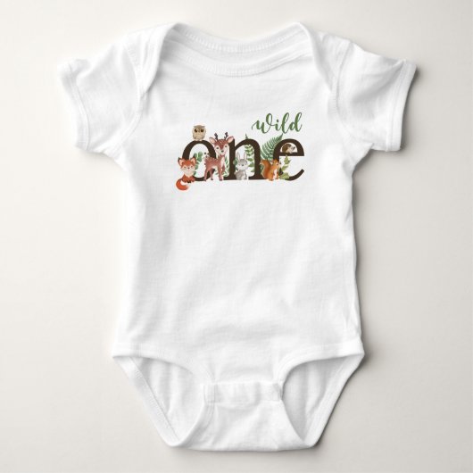Wild One 1st Birthday Woodland Animals T shirt (Voorkant)