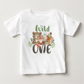 Wild One 1st Birthday Woodland Animals T shirt (Voorkant)