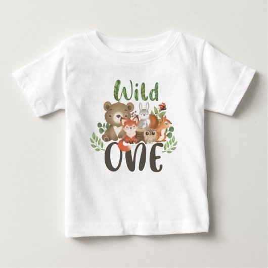 Wild One 1st Birthday Woodland Animals T shirt (Voorkant)