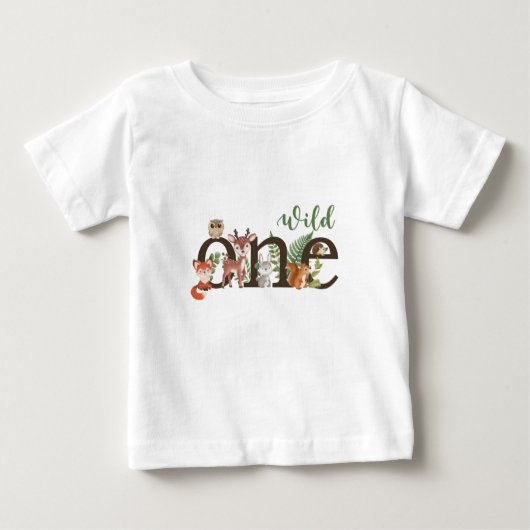 Wild One 1st Birthday Woodland Animals T shirt (Voorkant)