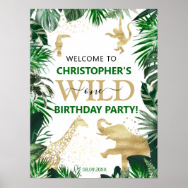 Wild One 1st Oerwoud Safari Birthday Welkom Poster