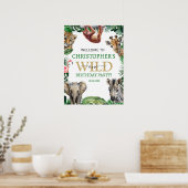 Wild One 1st Oerwoud Safari Birthday Welkom Poster (Keuken)