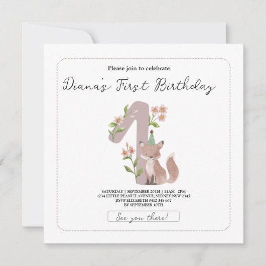 Wild One,1st verjaardagsfeestje, bosdieren, bosjes Kaart (Voorkant)