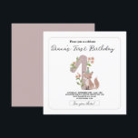 Wild One,1st verjaardagsfeestje, bosdieren, bosjes Kaart<br><div class="desc">Wilde 1, 1e verjaardagsfeest,  bosbouwhuisdieren,  bosvloervrienden,  bijtende botanische bladeren,  bladbladeren,  groene eucalyptus,  schattige witte zoete trendy,  herten beer fox raccoon,  konijnenbunny owl,  jongetje meisje genderneutraal</div>