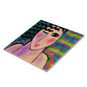 Wild One Abstract digitaal portret van een vrouw Tegeltje (Zijkant)