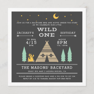 Wild One   Achtertuin BBQ & Movie Birthday Kaart