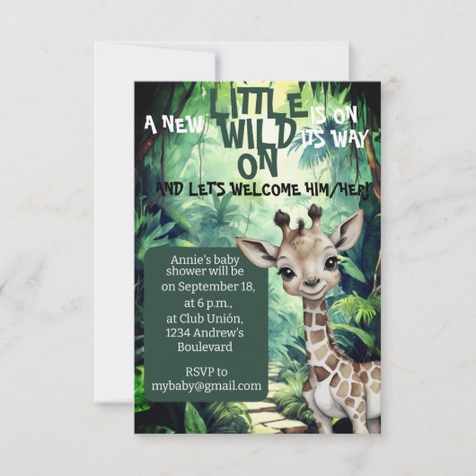 Wild One Adventure: Baby shower met safari-thema Kaart (Voorkant)