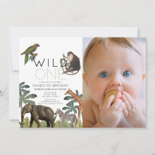 Wild One African Safari Animals Foto 1st Birthday Kaart