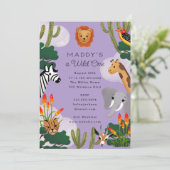 Wild One Afrikaanse Savanne Kinderverjaardagsfeest Kaart (Staand voorkant)