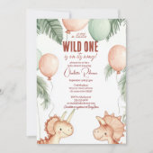 Wild One and Two Dinosaurs Baby shower Kaart (Voorkant)