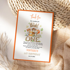 Wild One Animal 1st Birthday Party – Jungle Safari Bedankkaart