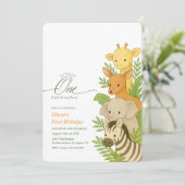 Wild One Animal Birthday Illustration 1st Birthday Kaart (Staand voorkant)