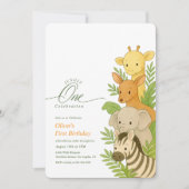 Wild One Animal Birthday Illustration 1st Birthday Kaart (Voorkant)